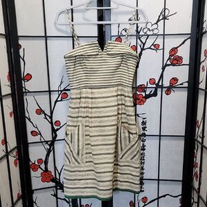 Maeve Strapless Dress with Black and Cream Stripes